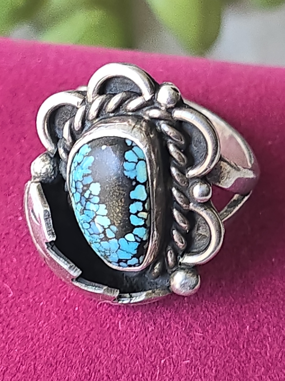 Sterling Silver Turquoise Statement Ring - Blue Turquoise Sz 7